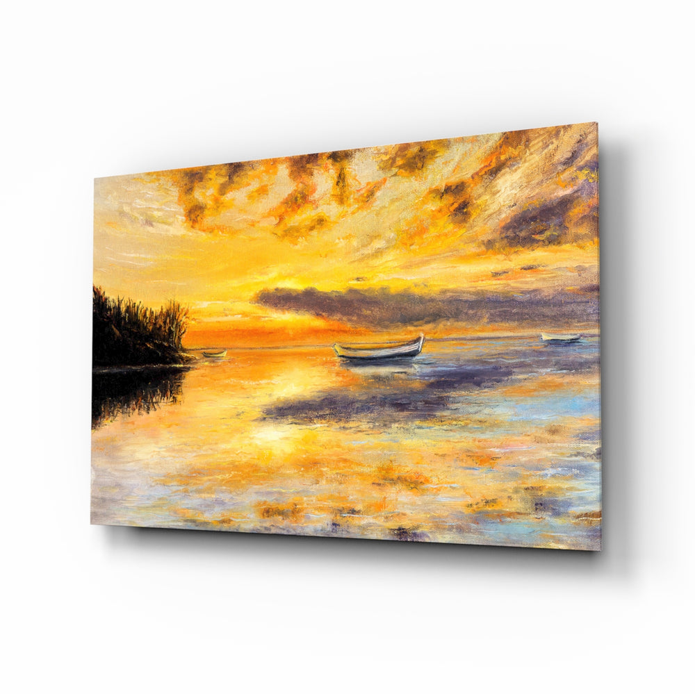 Oil-painting-seascape panel bringing serene calm to a contemporary lounge