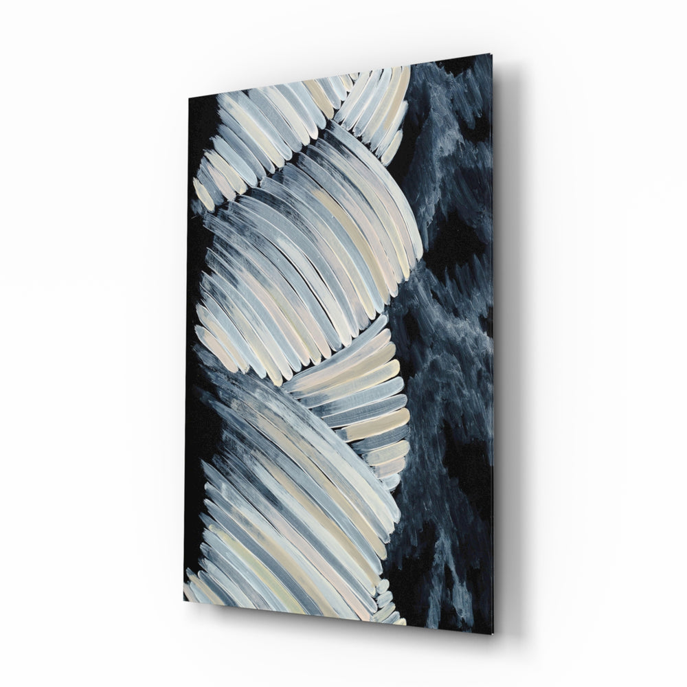 Abstract-monochrome panel bringing moody drama to a contemporary lounge