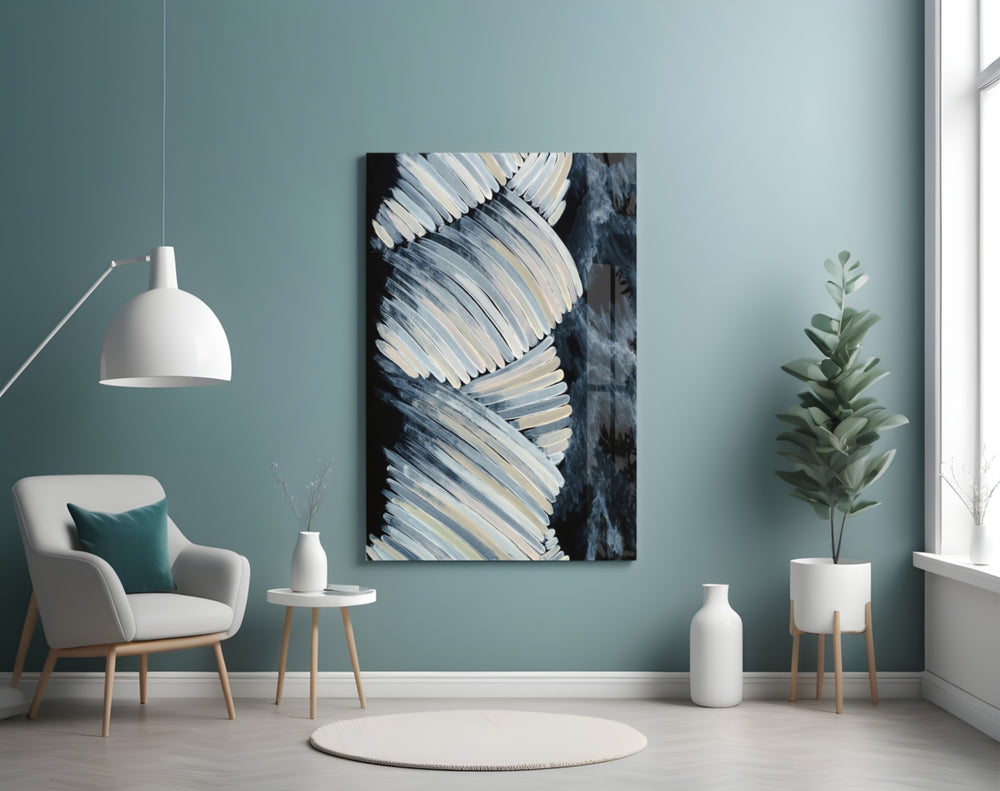 Abstract panel adding editorial mood to a hallway