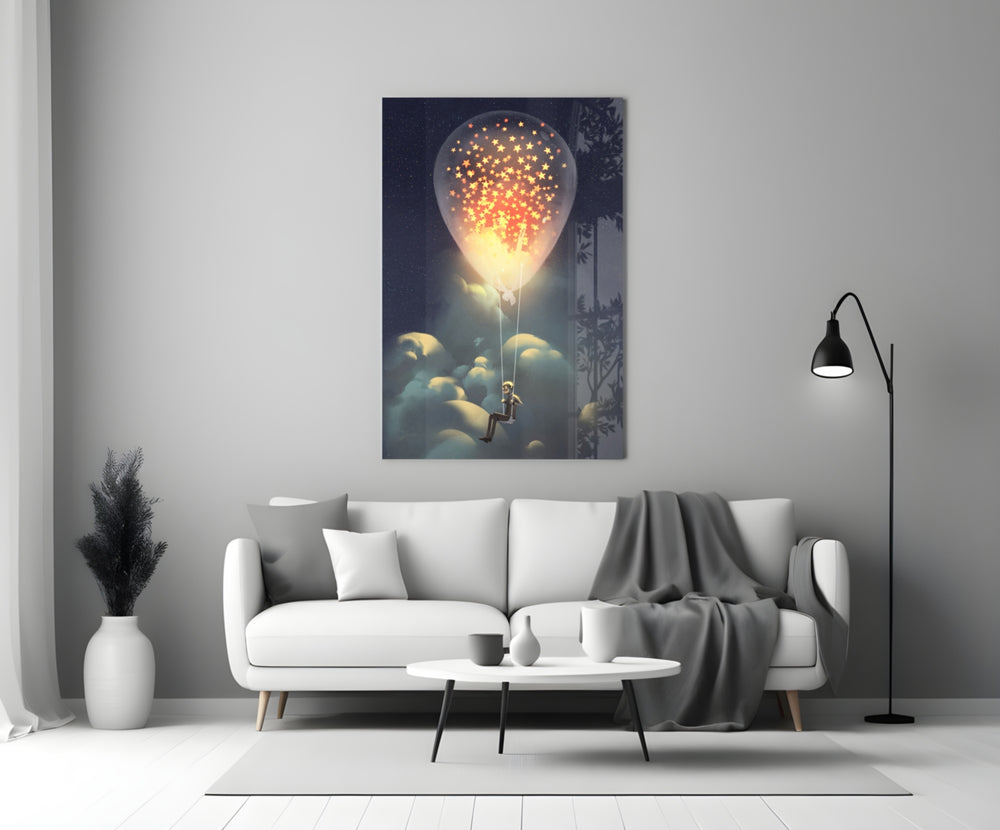 Starry Dream glass wall art styled in a kids room