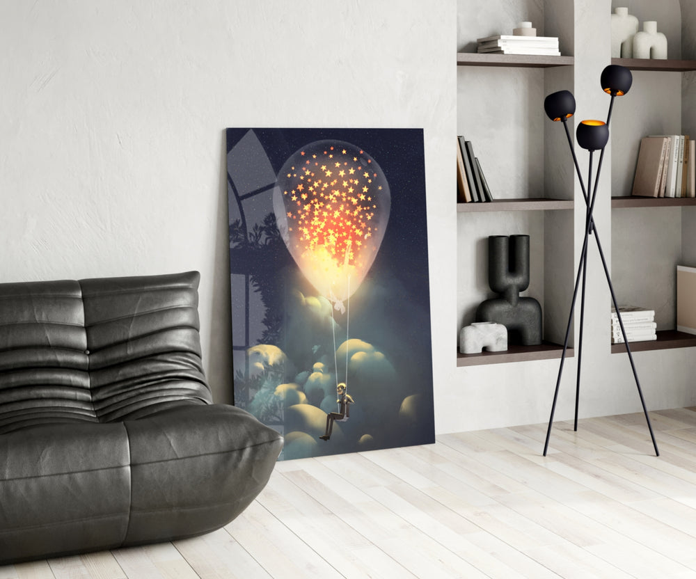 Starry Dream glass print enhancing a bedroom with cinematic calm