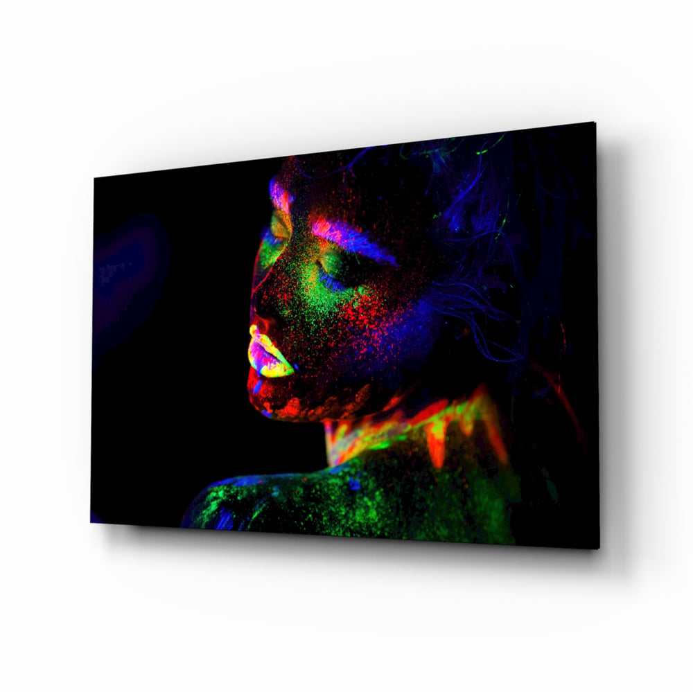 Fashion-neon panel bringing electric drama to a contemporary lounge
