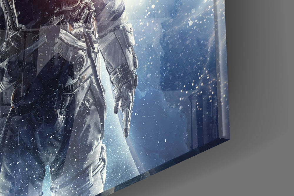 Astronaut panel catching low light to reveal its luminous depth