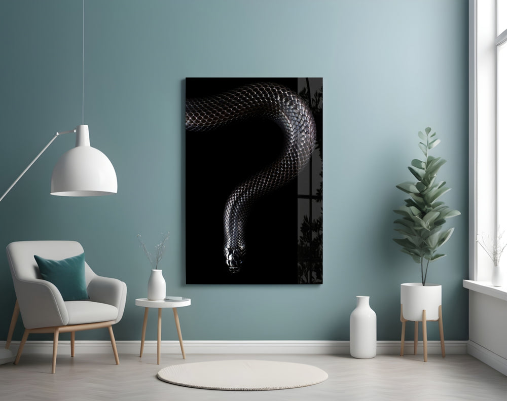 Snake panel adding editorial mood to an office