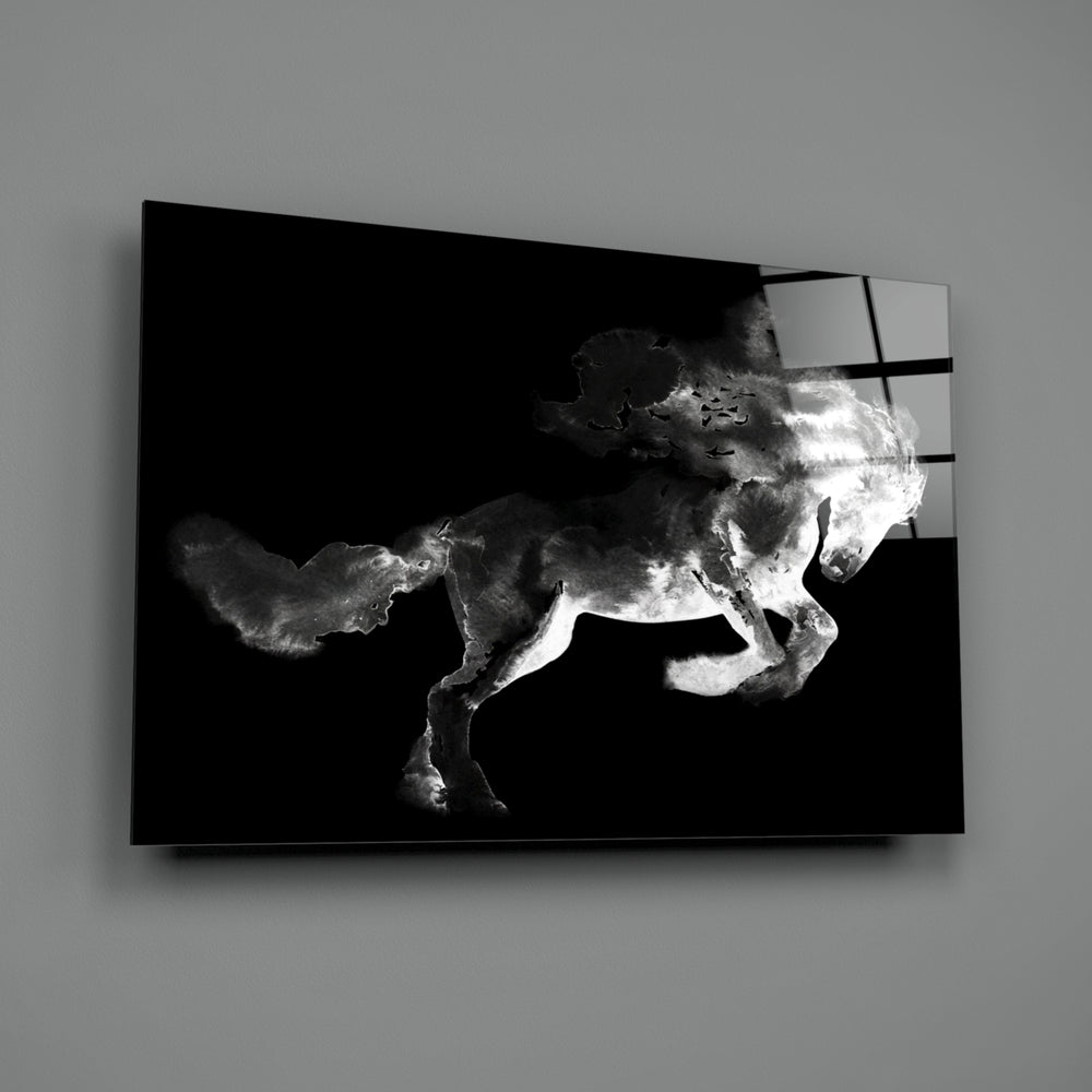 Horse close-up showing leaping figure dissolving into pearl smoke