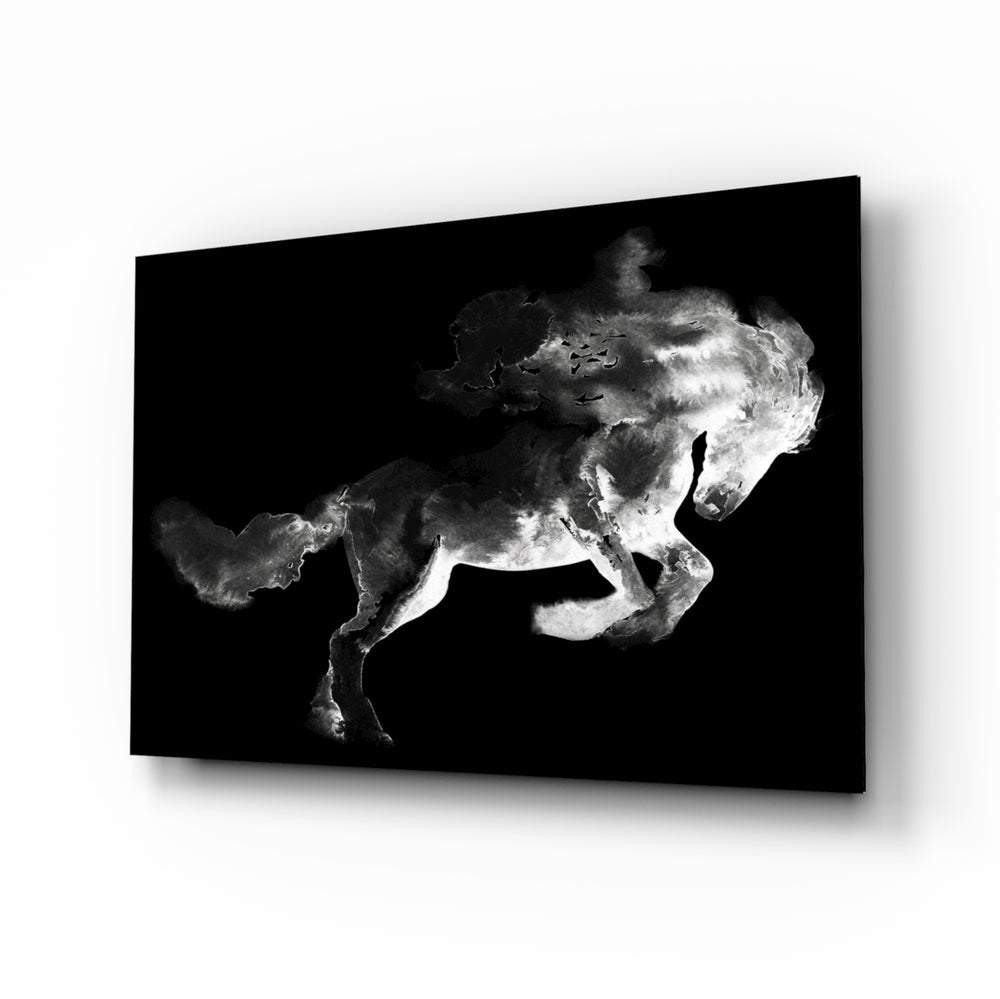 Noir-classical panel bringing bold drama to a contemporary lounge