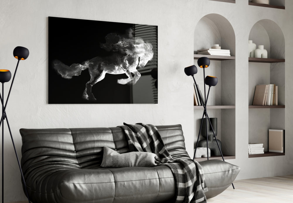 Horse panel adding editorial mood to an office