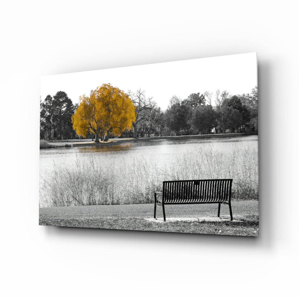 Color-pop-landscape panel bringing serene focus to a contemporary lounge