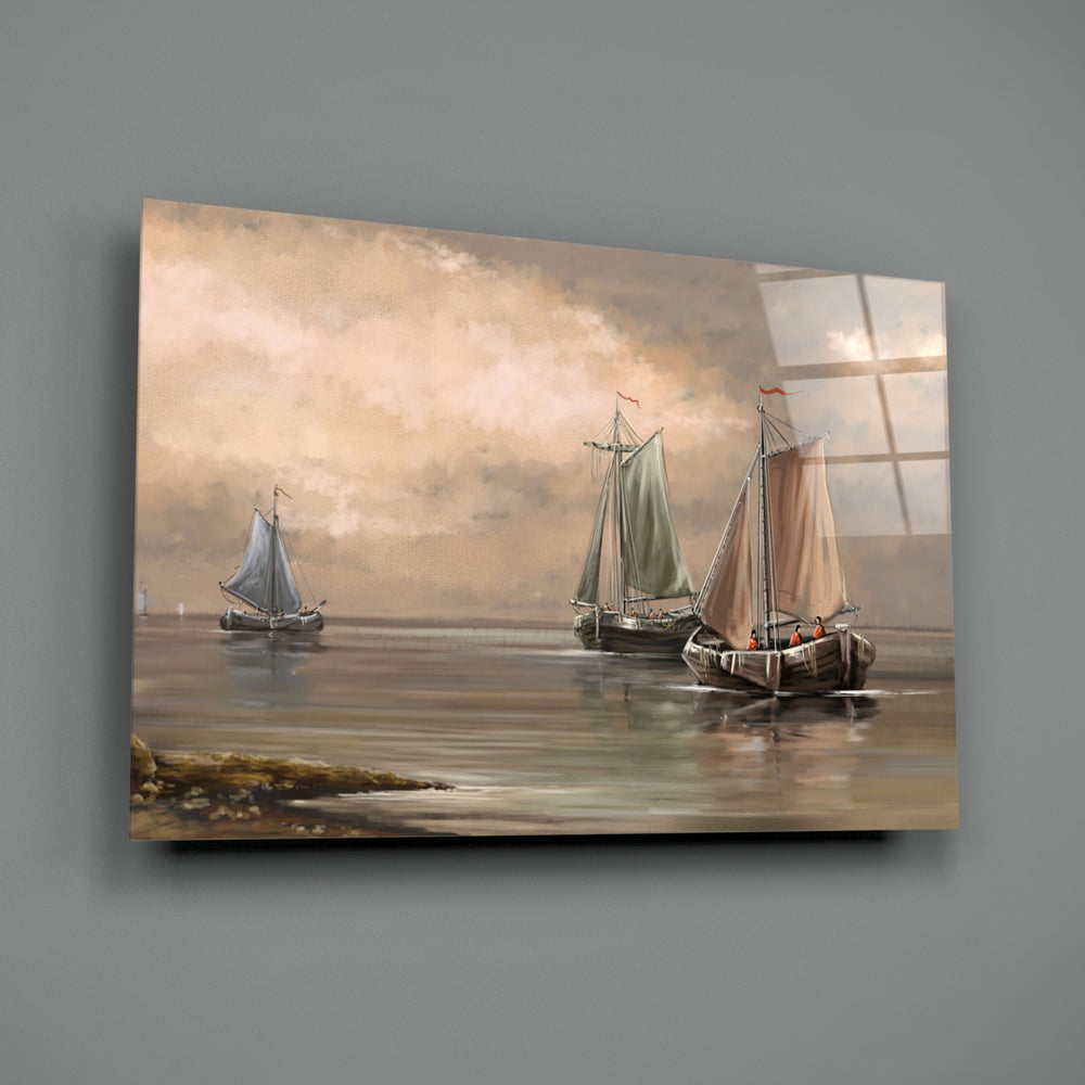 Sailboats close-up showing Dutch hulls and pearl-toned sails