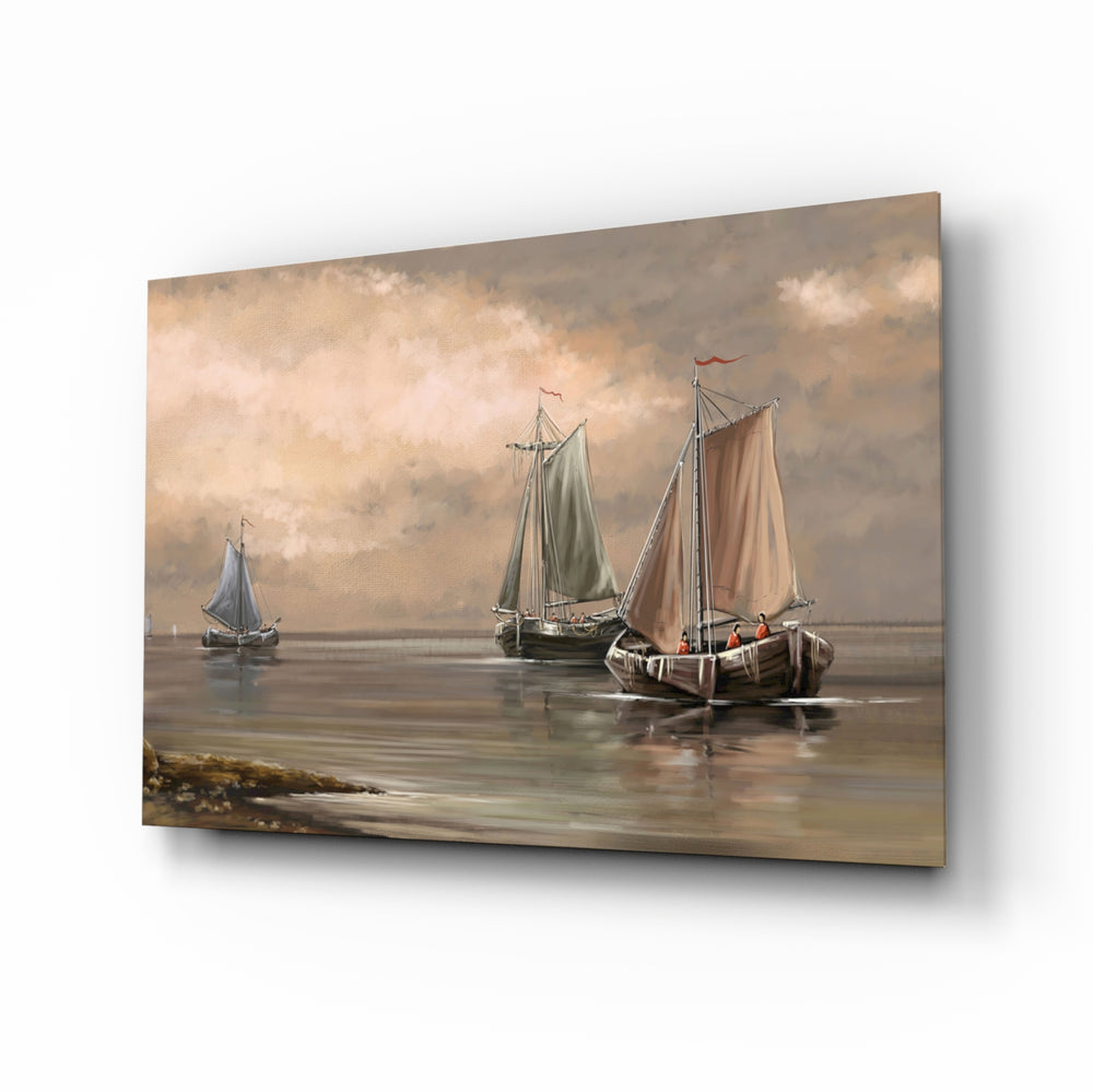 Classical-marine panel bringing serene calm to a contemporary hallway