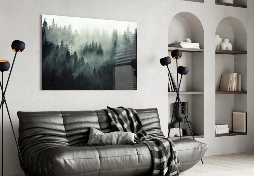 Landscape of Darkness panel adding editorial mood to a bedroom