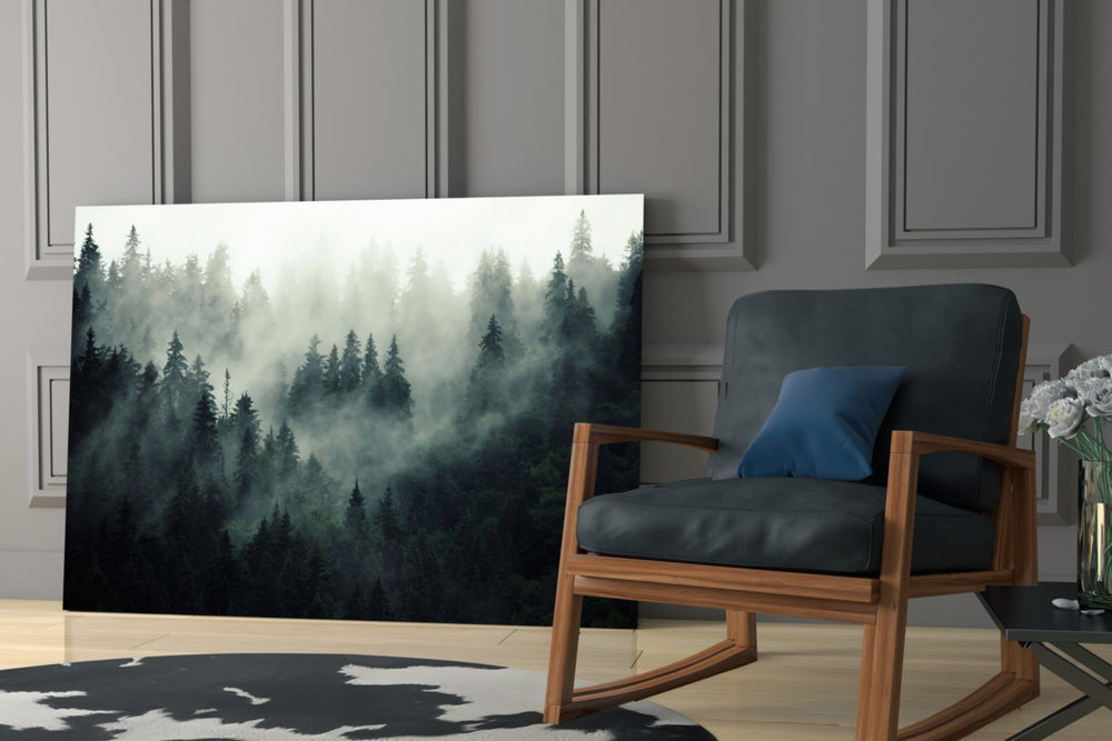 Landscape of Darkness artwork anchoring a wall with serene mystical palette