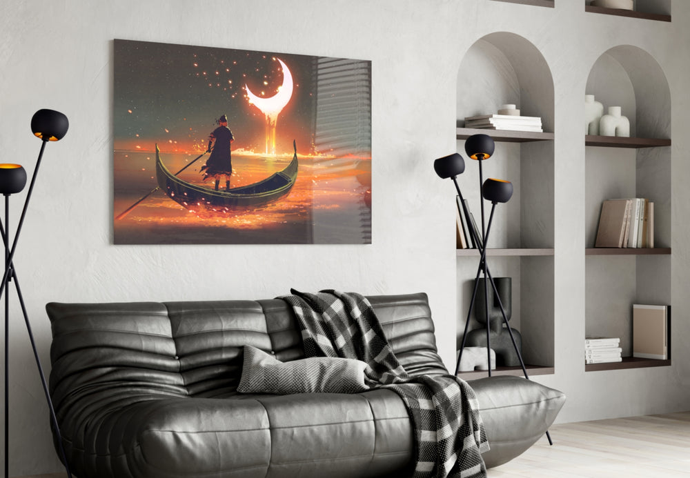 Red Moon panel adding editorial wonder to a kids room