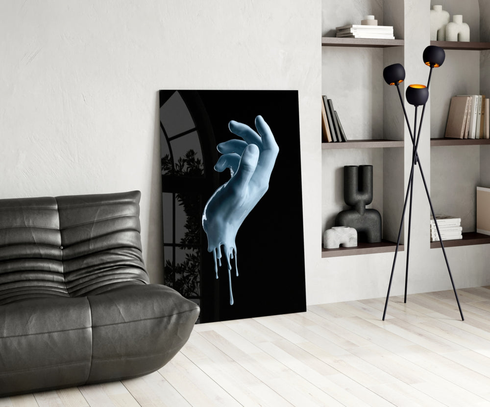 Hand glass print enhancing an office with cinematic drama