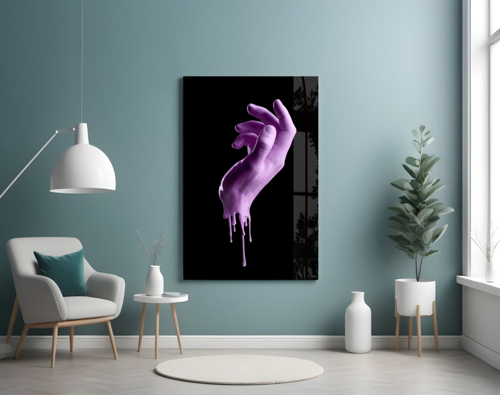 Hand panel adding editorial mood to a living room