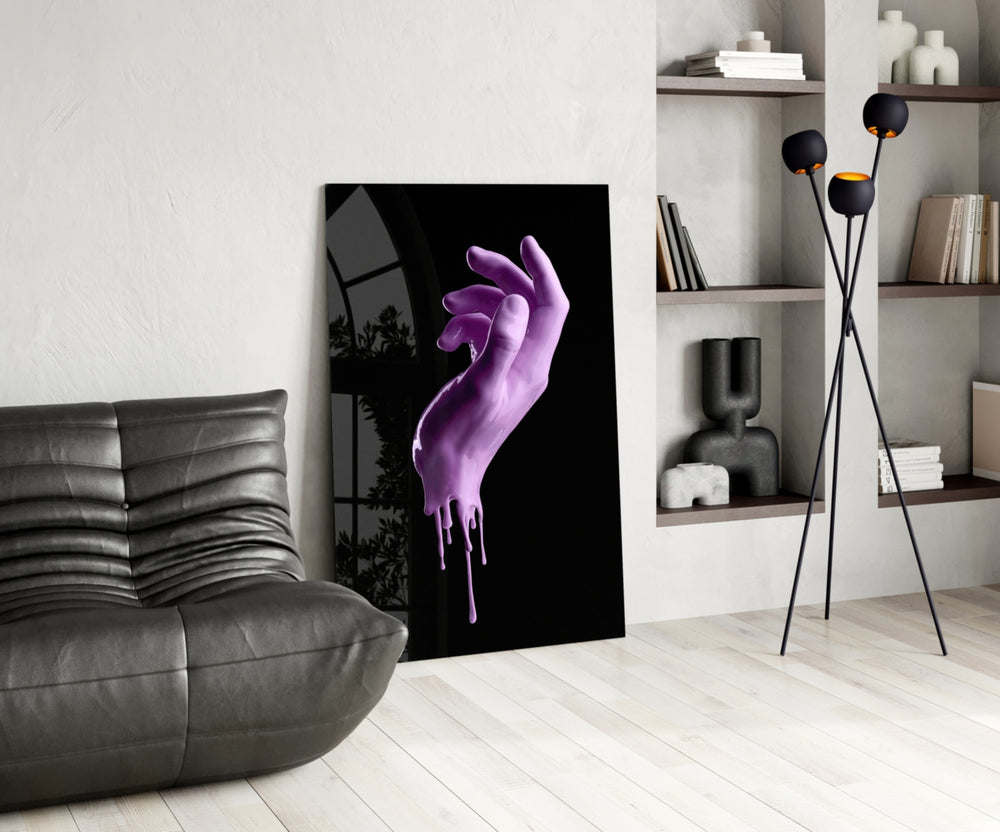 Hand glass print enhancing a bathroom with cinematic drama