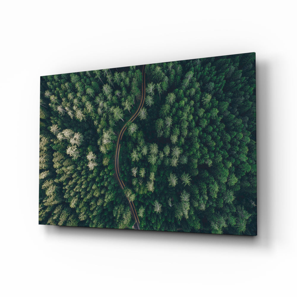 Aerial-nature panel bringing serene calm to a contemporary lounge