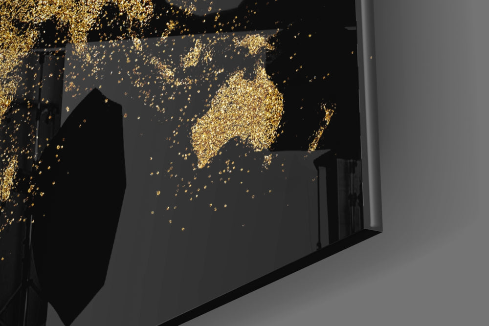 World Map panel catching window light to reveal its luxe contrast