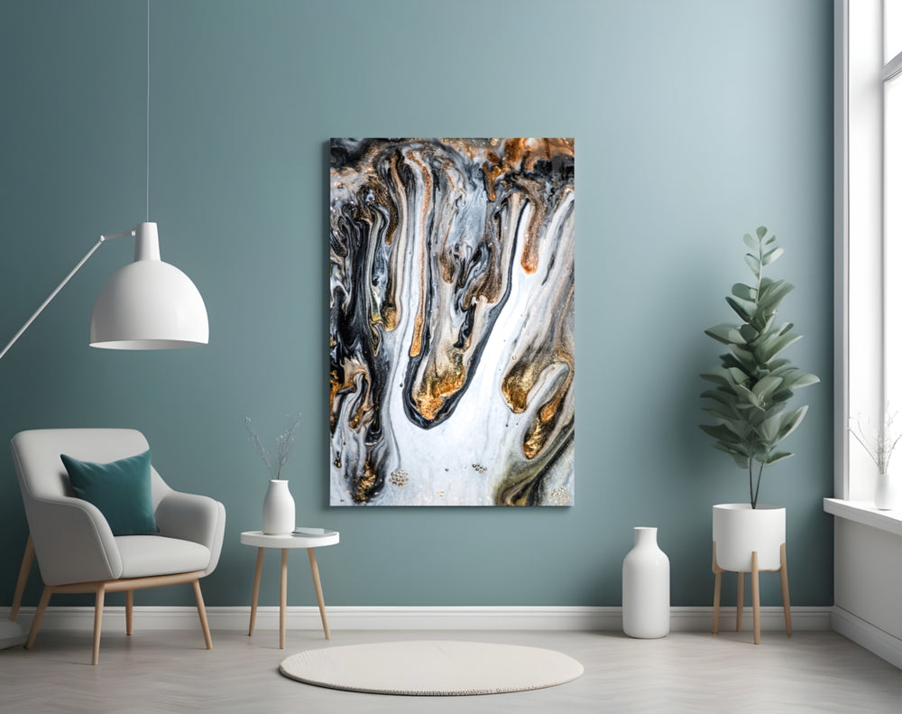 Abstract panel adding editorial mood to a hallway