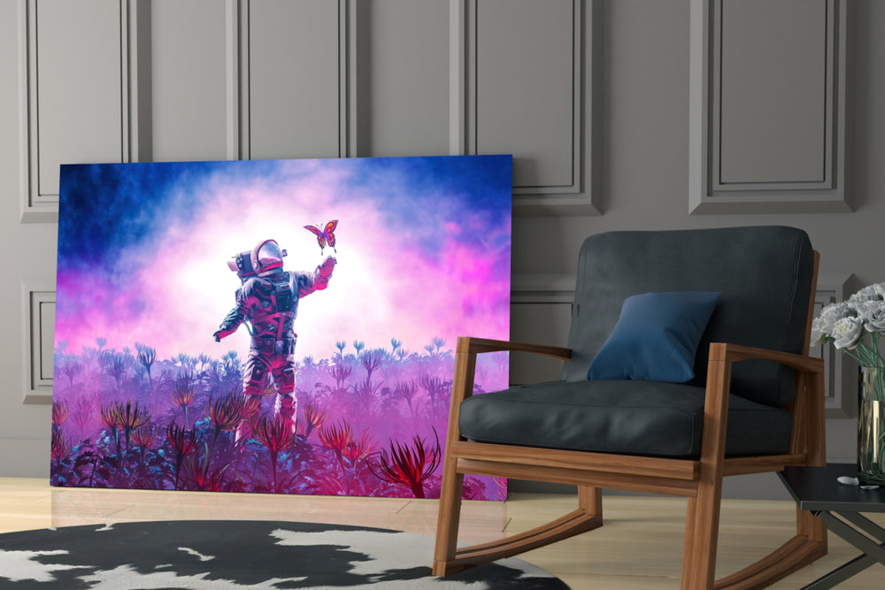 Land of Butterflies artwork anchoring a wall with dreamy fantasy palette