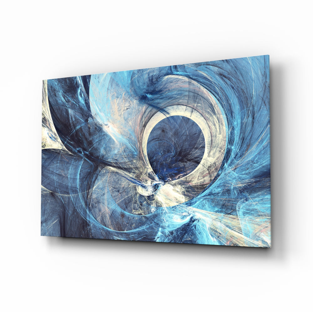 Abstract-fractal panel bringing bold drama to a contemporary lounge