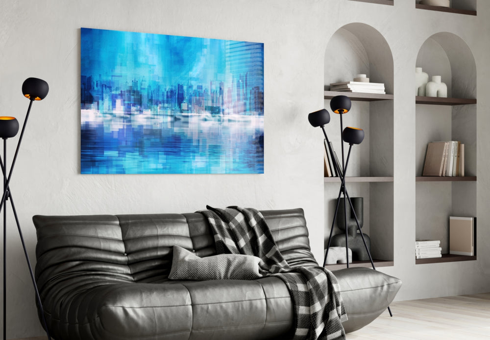 Abstract panel adding editorial mood to an office