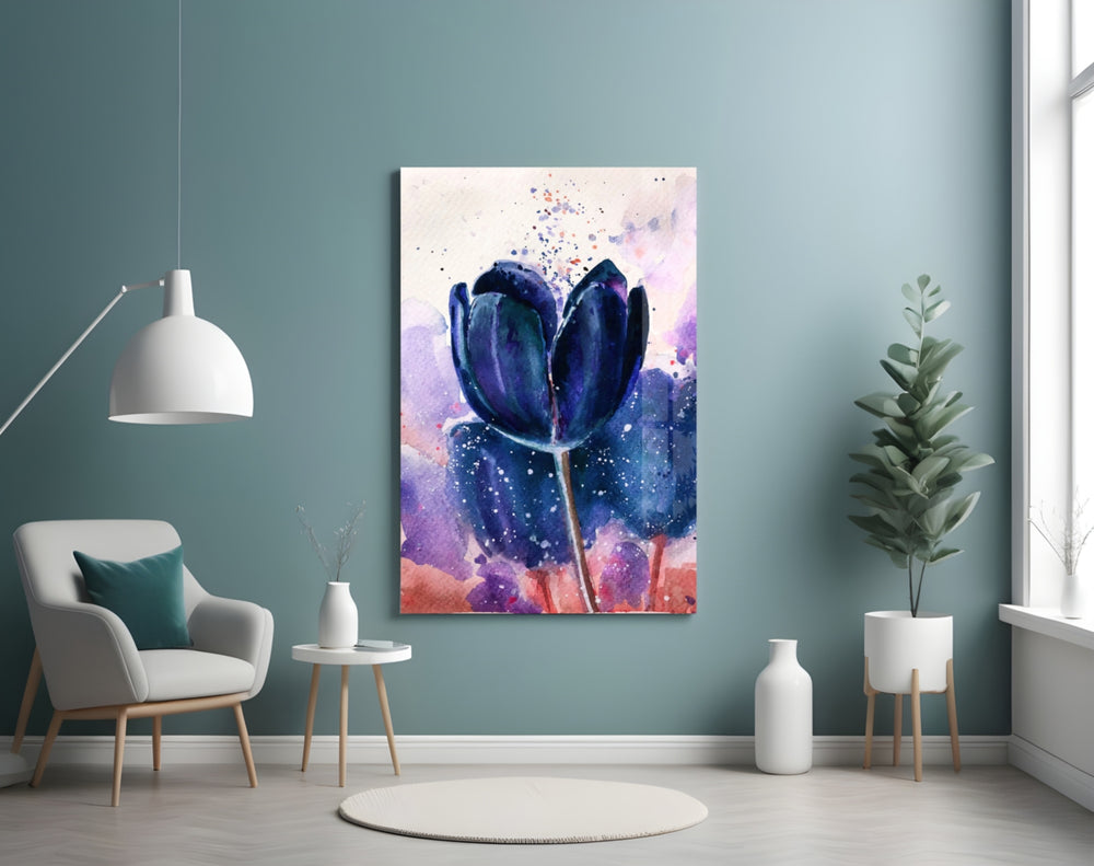 Tulip panel adding editorial mood to a hallway