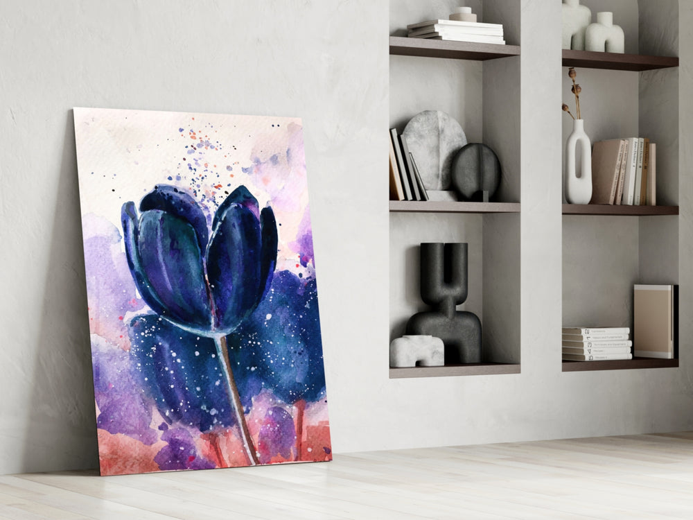 Tulip artwork anchoring a wall with romantic painterly palette