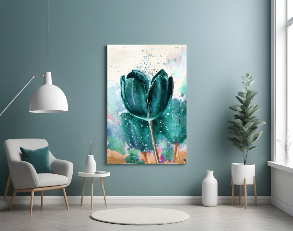 Tulip panel adding editorial calm to a bathroom