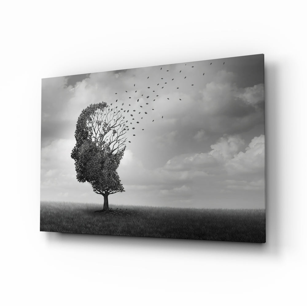 Surreal-monochrome panel bringing contemplative calm to a contemporary lounge