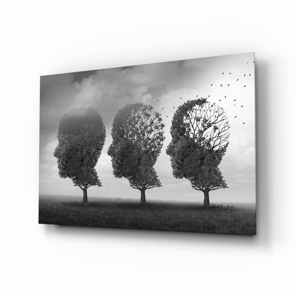 Surreal-monochrome panel bringing contemplative calm to a contemporary study