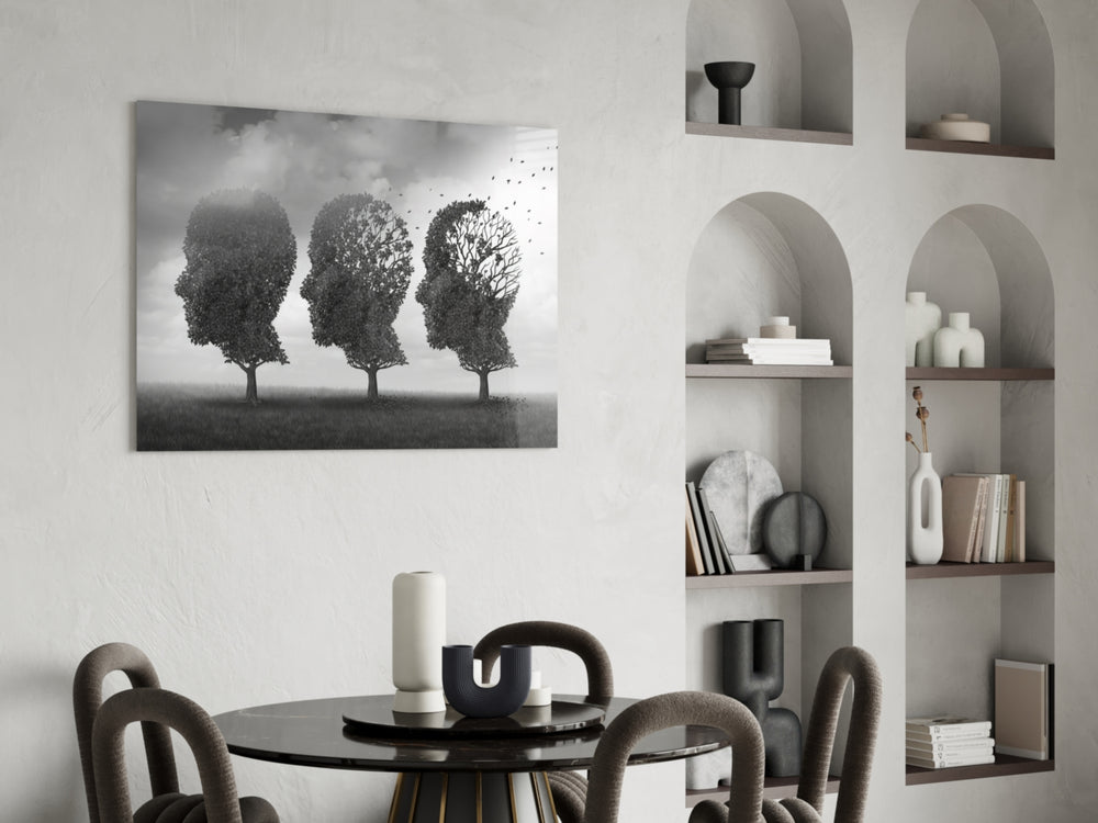 Autumn of Thoughts glass print enhancing an office with cinematic calm