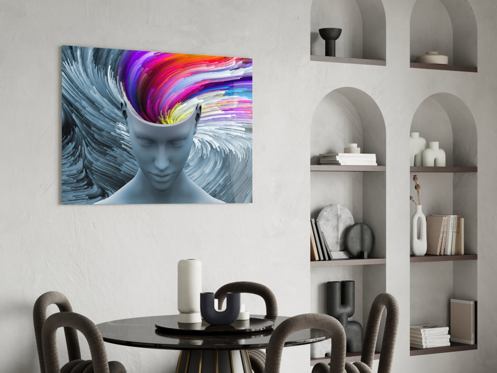 Color of Gray glass print enhancing a living room with cinematic drama