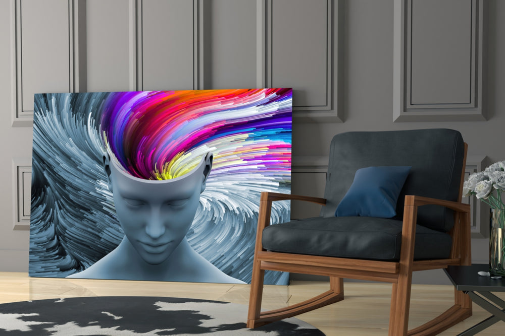 Color of Gray artwork anchoring a wall with bold conceptual palette
