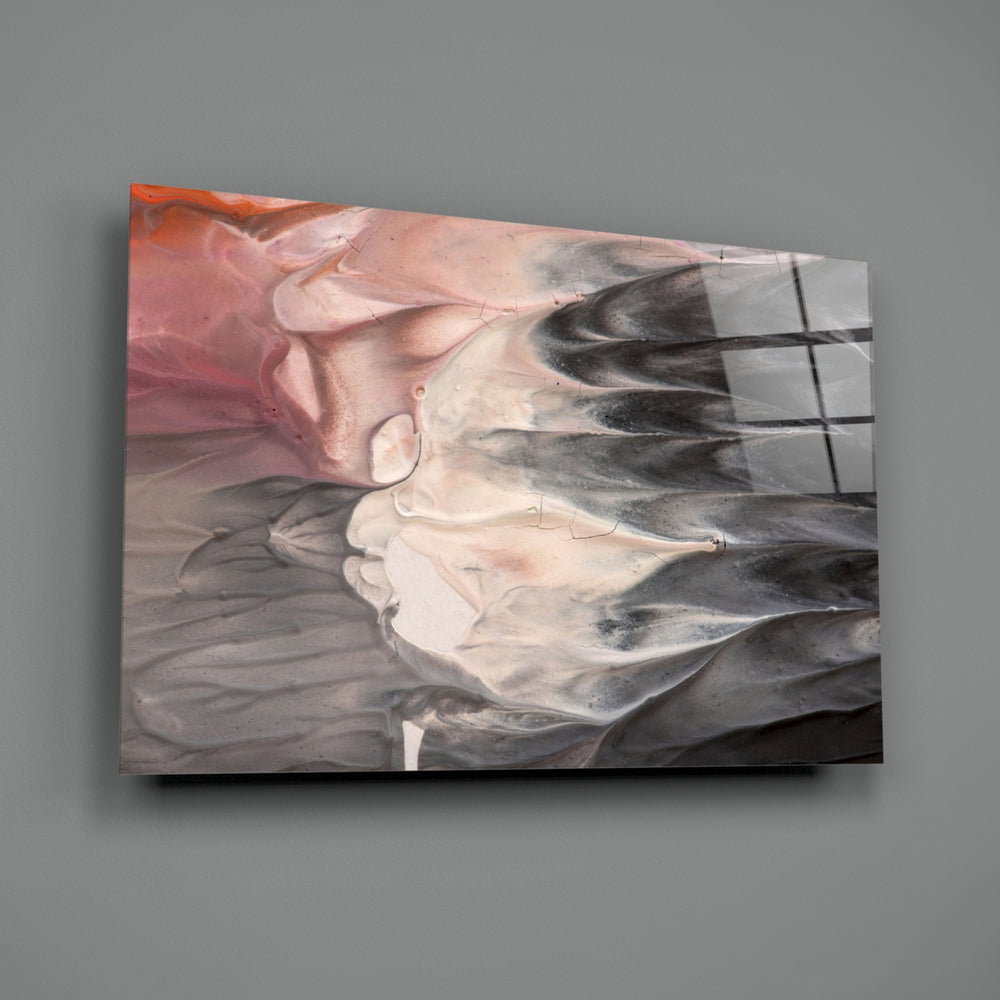Abstract close-up showing charcoal and pearl-pink feathered plume