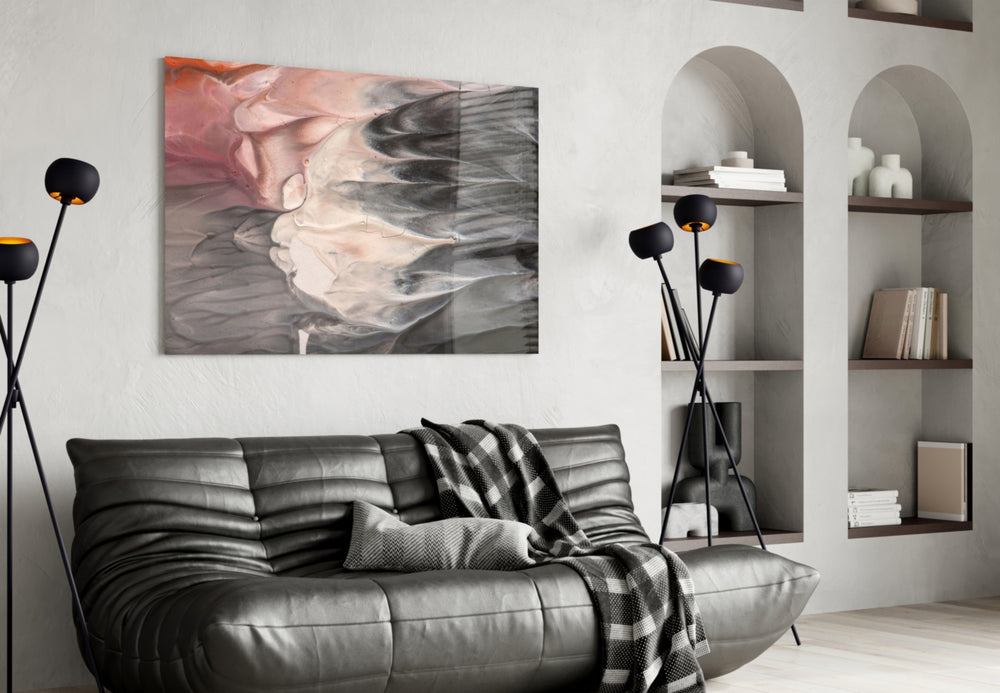 Abstract panel adding editorial calm to a bedroom