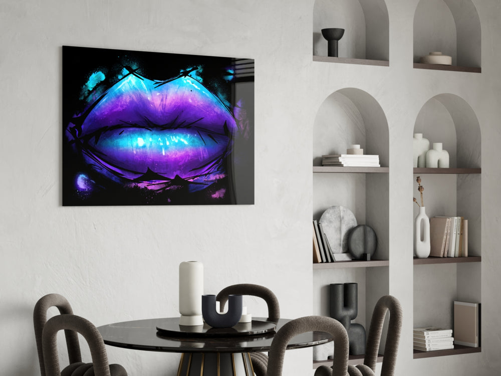 Lip glass print enhancing an office with cinematic drama