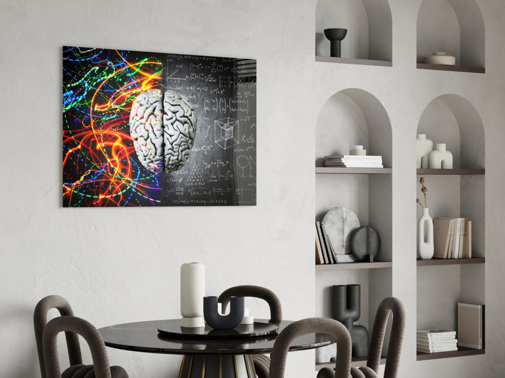 Brain glass print enhancing a living room with cinematic drama