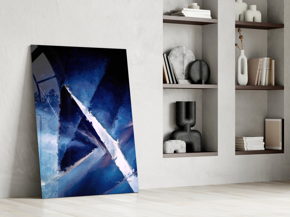 Abstract artwork anchoring a wall with bold modern palette