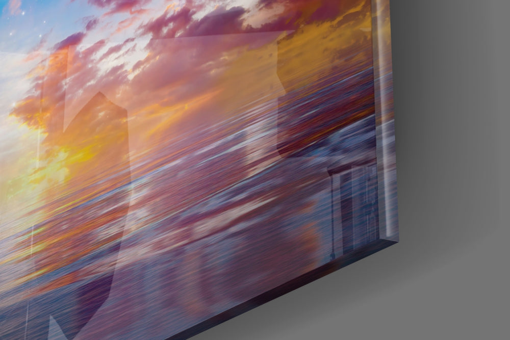 Landscape panel catching low light to reveal its luminous warmth