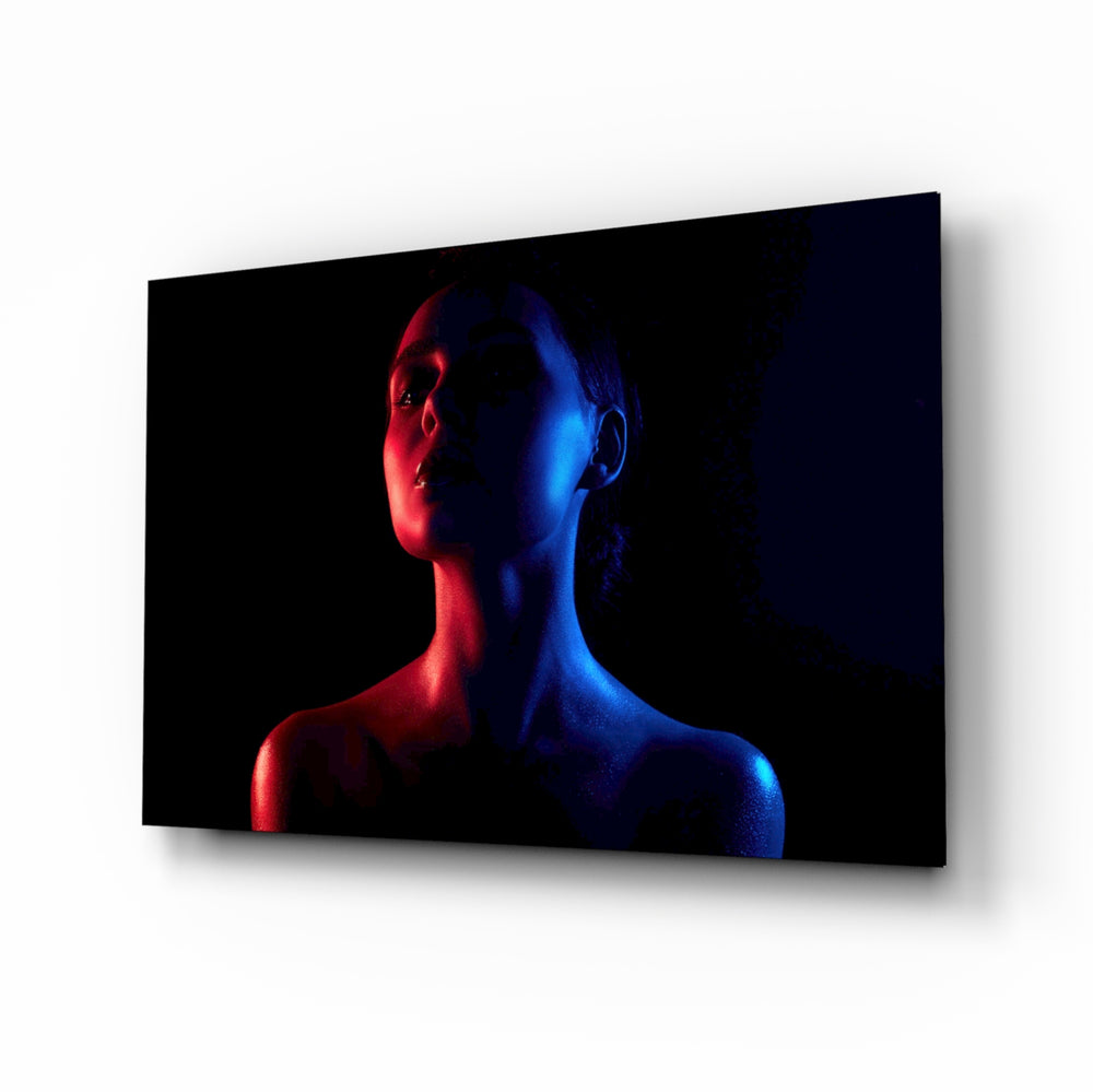 Cinematic-portrait panel bringing bold drama to a contemporary lounge