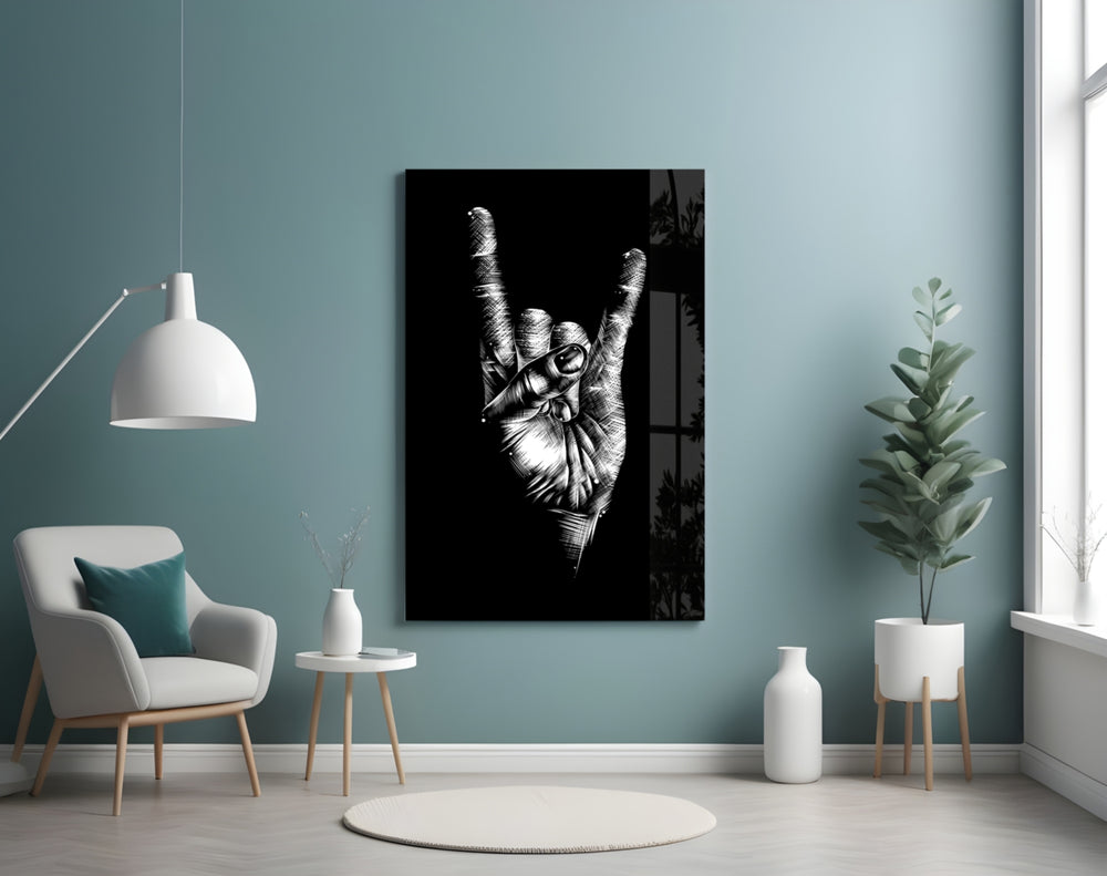 Horns Hands panel adding editorial mood to a man cave