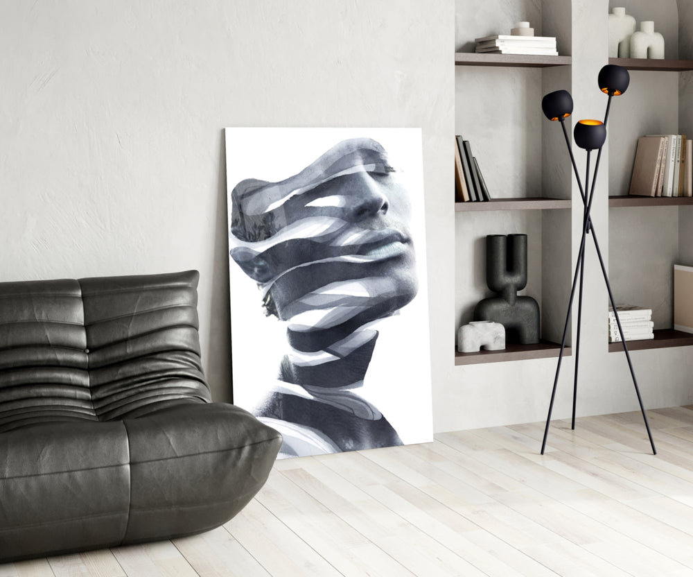 Man glass print enhancing a bedroom with cinematic calm