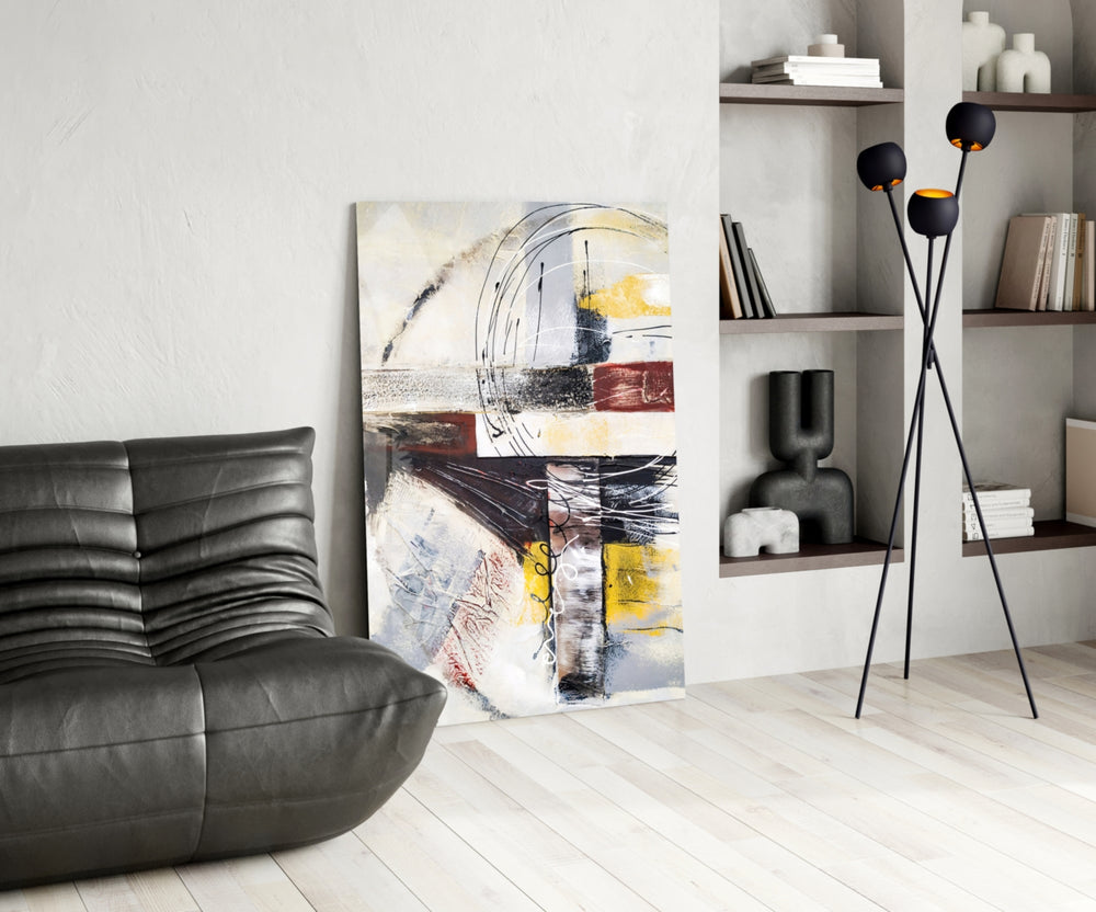 Abstract glass print enhancing an office with cinematic drama