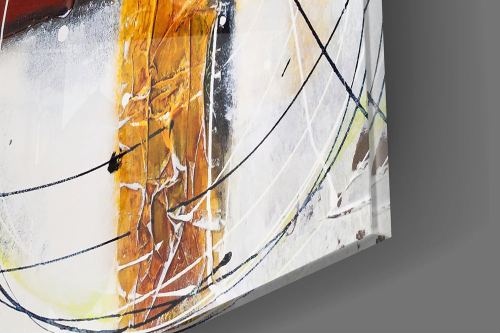 Abstract panel catching window light to reveal its painterly warmth