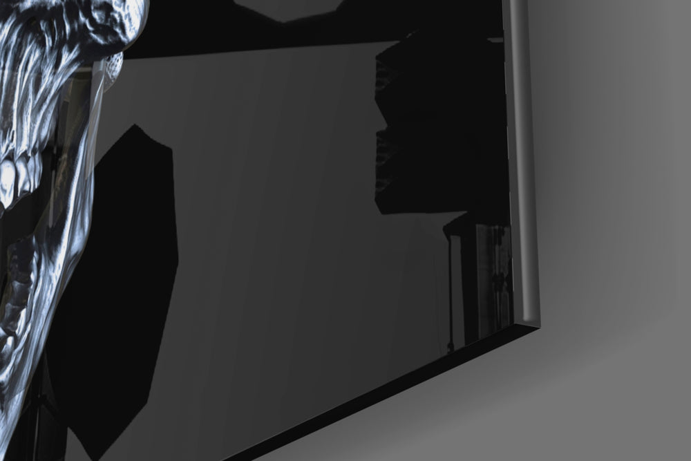 Skull panel catching low light to reveal its dramatic contrast