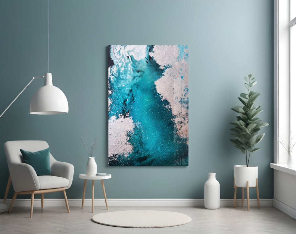 Colors of Abstraction panel adding editorial calm to a bedroom