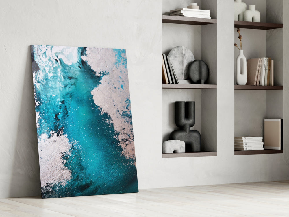 Colors of Abstraction artwork anchoring a wall with serene minimalist palette