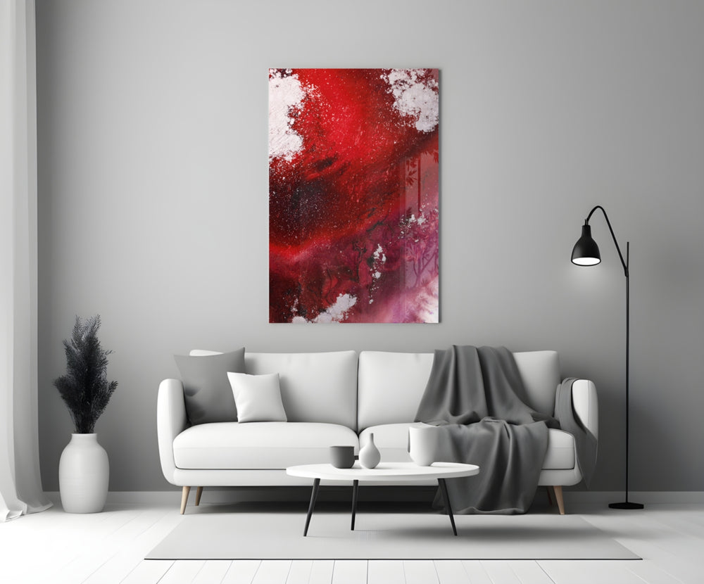 Colors of Abstraction glass wall art styled above a sofa in a living room