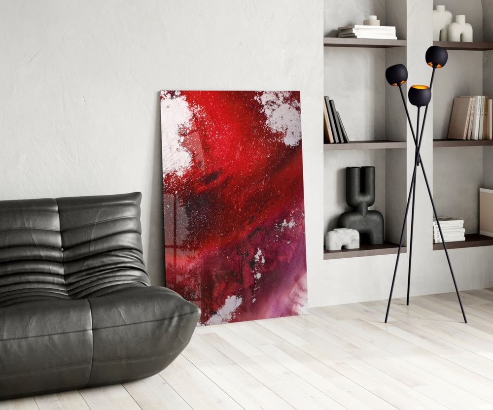 Colors of Abstraction glass print enhancing a bedroom with cinematic drama